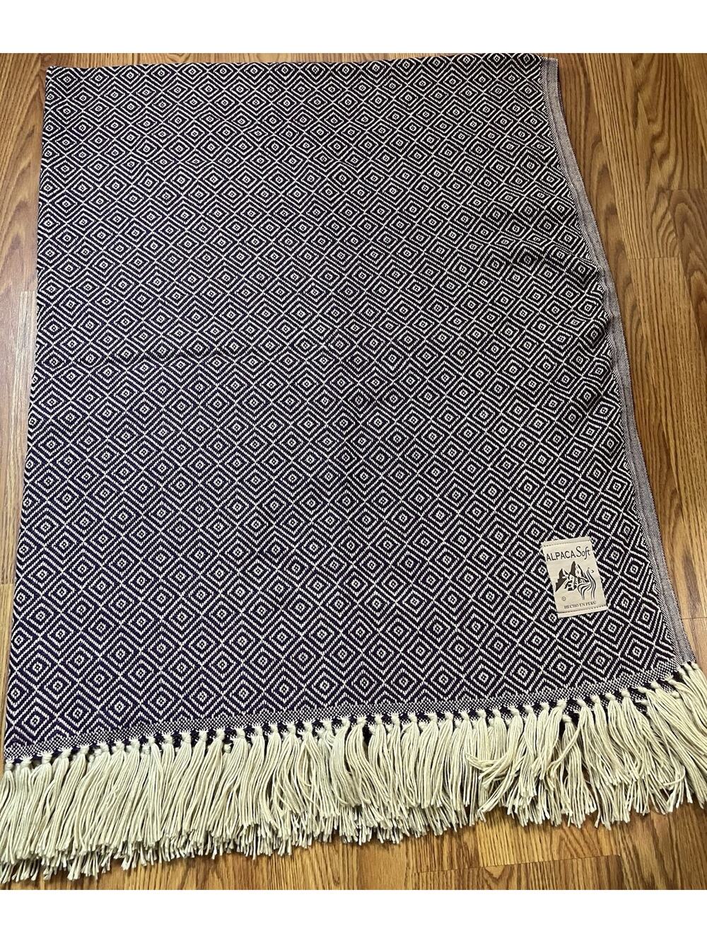Peruvian Blanket ALPACA Soft Hadmade from Peru 68” X 57” NEW